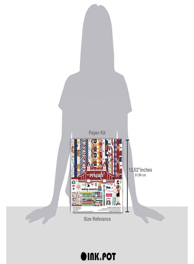 Inkdotpot مجموعة أوراق قصاصات Inkdotpot للسفر، ورق مقوى مزدوج الجوانب، مقاس 12 × 12 بوصة، لصنع البطاقات، مع ورقة ملصقات - 16 صفحة - متعدد الألوان - Image 4